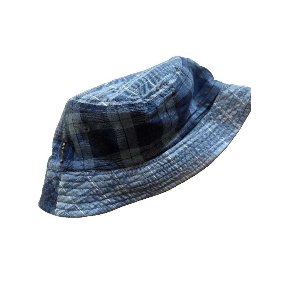 American Eagle Blue Denim Plaid Bucket Hat Small